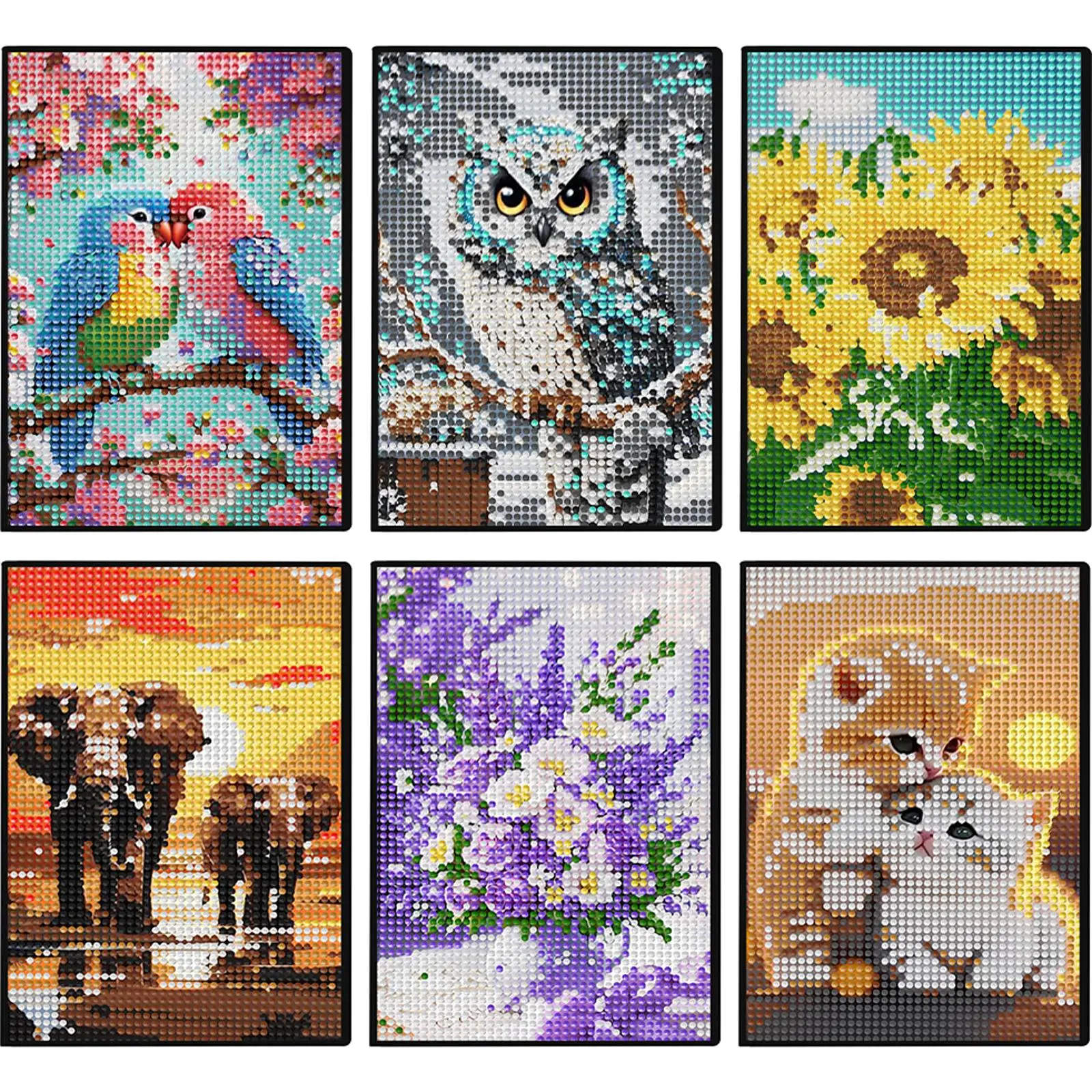 5D DIY Diamond Art Painting Notebook Kit - Animal Themes Rhinestone Crystal Sketchbook Journal Set, Single-Sided Full Drill Art Craft for Adults, Relaxing Birthday Holiday Gift for Women, Art Crafting