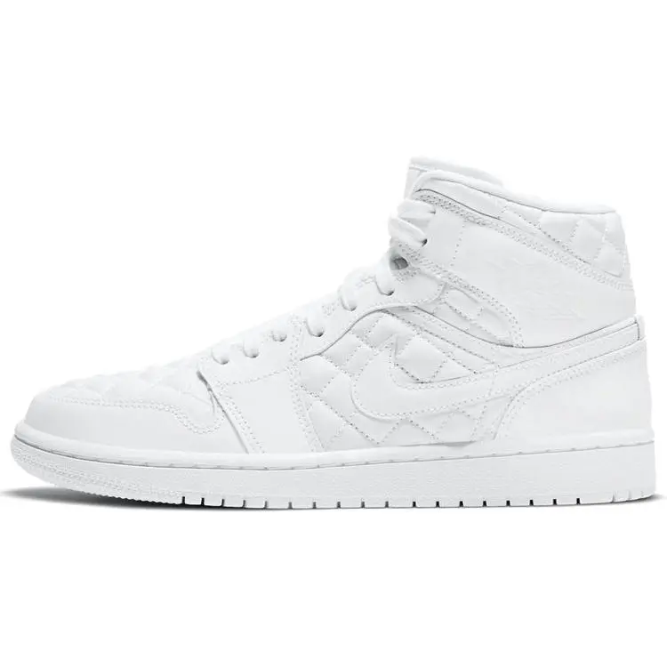 Women's Air Jordan 1 Mid Se 'White Quilted' Laces Casual Trainers