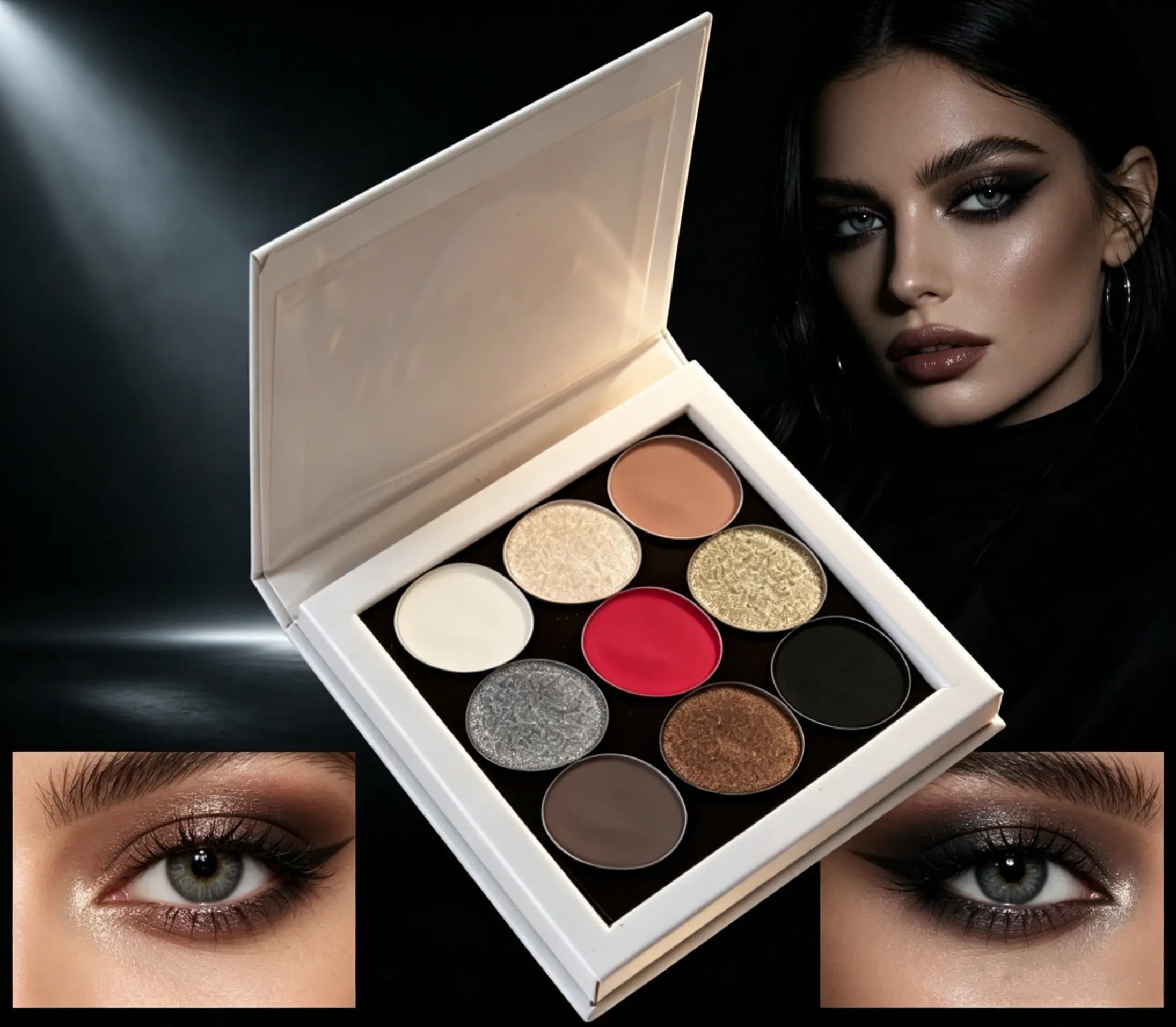 HERORANGE Magnetic 9-Color Deep Winter Gothic Eyeshadow Palette - Hypoallergenic, Alcohol-Free, Long-Lasting Makeup Single Item with Pearlescent, Matte, Glossy Shades, Smudge-Proof Interchangeable Pans for Cosplay, Smoky Eyes | Icy Teen Gift, Magnetic 9-C