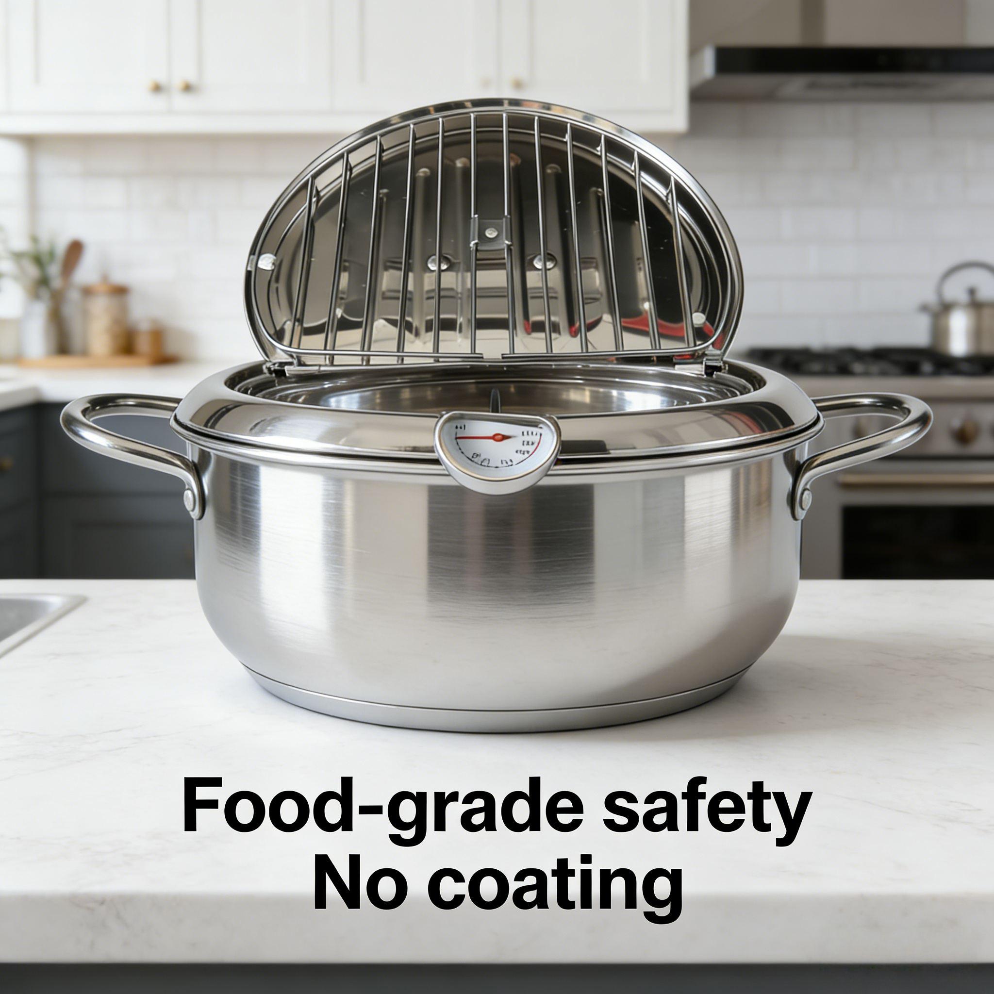 304 Stainless Steel Fryer Pot with Drainer Rack + 5 FREE Kitchen Tools!  Upgrade Your Kitchen