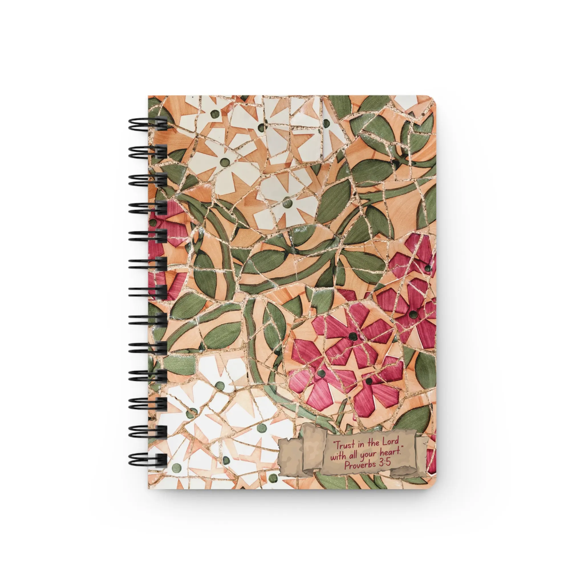 Pink Floral Mosaic Spiral Notebook | Floral Journal