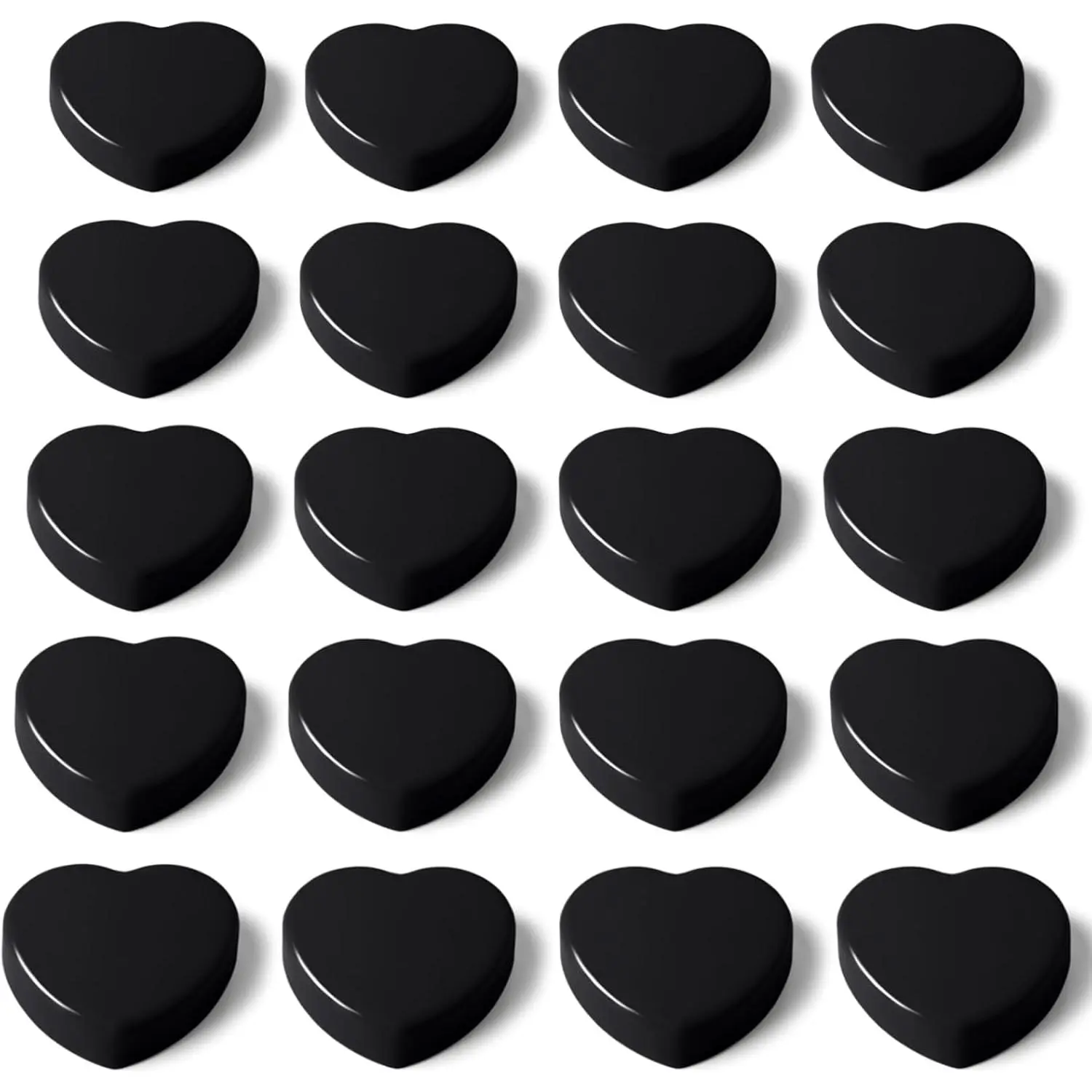 P-RM011   20pcs Fridge Magnets - Heart Heavy Duty Refrigerator Magnets for Whiteboard, Kitchen, School & Office - Cute Strong Small Magnets, Decorative Mini Magnet for Home, Locker & Classroom (Black)