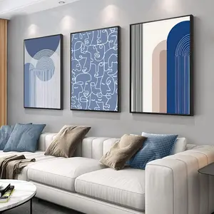 Framed Canvas Wall Art Set, minimalism Abstract Boho Oil Painting Photo Modern Posters Prints Ready to Decor Hanging Living Room Bedroom Bathroom Office Home Wall Decor