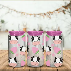 16oz Cow-print Glasses