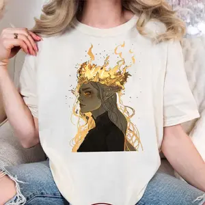 Fire-Breathing Bitch-Queen Shirt, Aelin Fireheart Throne Of Glass Merch Sarah J Maas  Merch Throne Of Glass Shirt You Do Not Yield To Whatever End Sarah J Maas Manon Fire heart Terrasen Sweatshirt, Throne of Glass Merch, Aelin Rowan Women's T-Shirt Cotton
