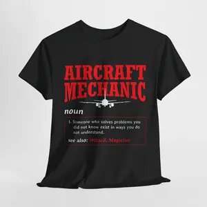 Aircraft Mechanic Definition Airplane Aircraft Mechanic T-Shirt Unisex T-shirt, Short-sleeve, Full Color