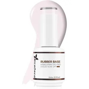 Nicedeco 4 In 1 Rubber Base Gel For Nails, Hema Free Clear Sheer Color Gel Nail Polish UV LED Soak Off, Elastic Rubber Nail Strengthen Enhance Base Coat Color Gel Polish 004