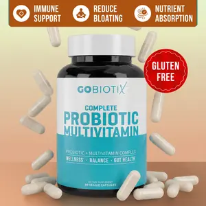 GoBiotix Probiotic Multivitamin – 25 Billion CFU + Daily Vitamins for Digestive Health, Immune Support, Mental Clarity & Energy – Gluten-Free, 50 Veggie Capsules