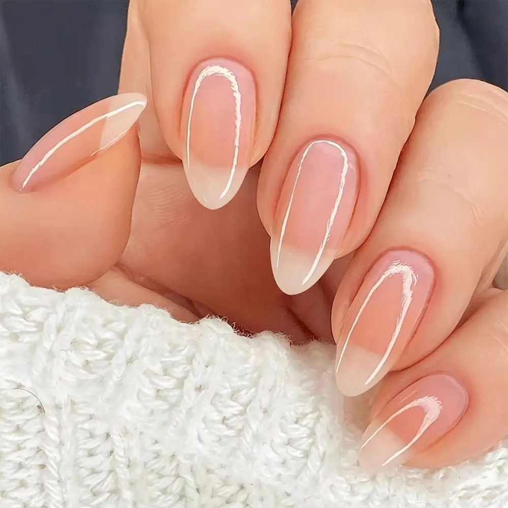 Minimalist Gradient French Press-On Nail Sets, Nude Skin-Flattering Options for Beauty & Nail Care Needs