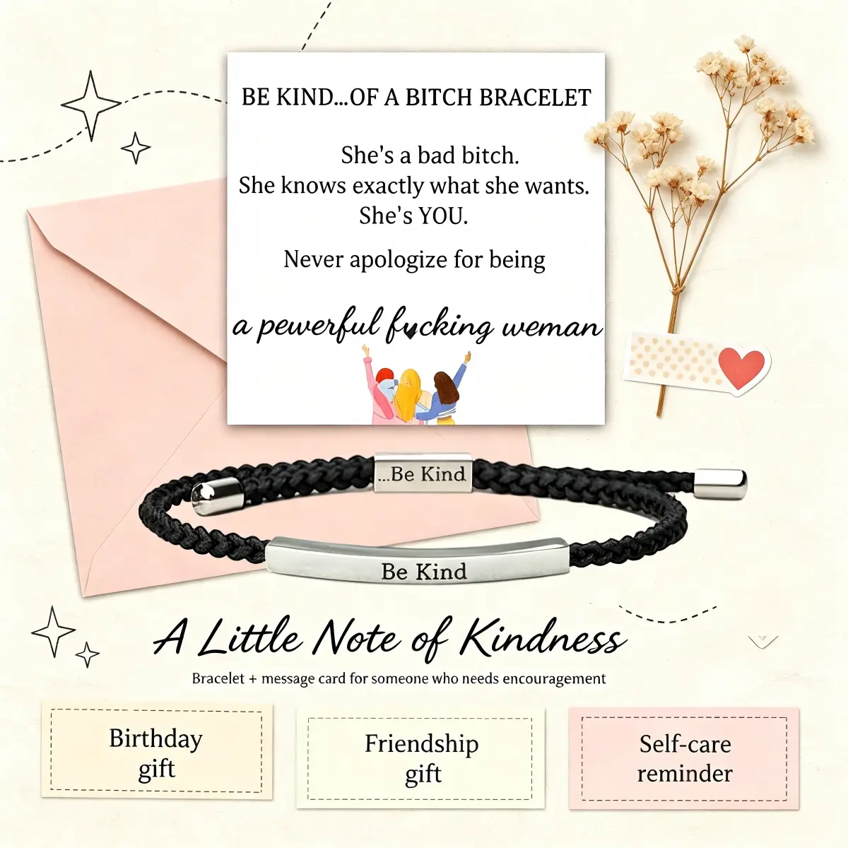 Women's Elegant Black Rope Bangle - Handmade Braided Rope Bracelet with Stainless Steel Beads, Durable Adjustable Wrap Band, Fashion Inspirational Female Jewelry, Yes Calligraphy & Adjustable Bands Bracelets & Bangles for Casual Wear, Friendship Gift