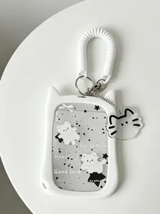 Cat-shaped photo card holder and keychain—Adorable transparent photo card holder and keychain with a pendant, suitable for protecting public transport cards, student cards, and photos. fathersdaygiftideas outdoorfun