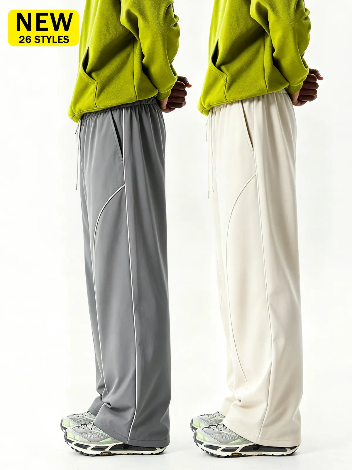 2-pack men’s summer striped casual pants, lightweight breathable loose long pants, wrinkle-free