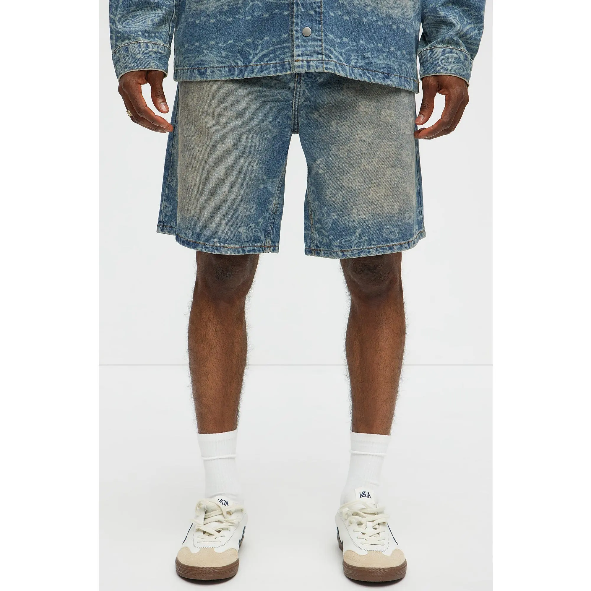 Paisley Last Relaxed Denim Shorts - Medium Blue Wash