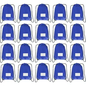Drawstring Backpack Bulk 20 Pcs Draw String Bags DIY Gym Sports Traveling Yoga Cinch Bag Sackpack Drawstring Memo Card (RoyalBlue bluenoya)