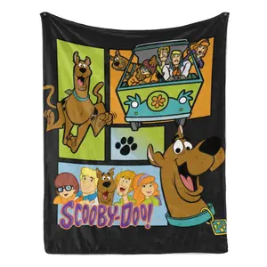 Scooby-Doo Collage Flannel Blanket, Scooby-Doo & Mystery Inc Gang Throw, Scooby Doo Mystery Machine Character Collage Design, Soft Cozy Fleece Blanket, Warm Throw for Couch Bed, Gift for Scooby-Doo Fans Kids