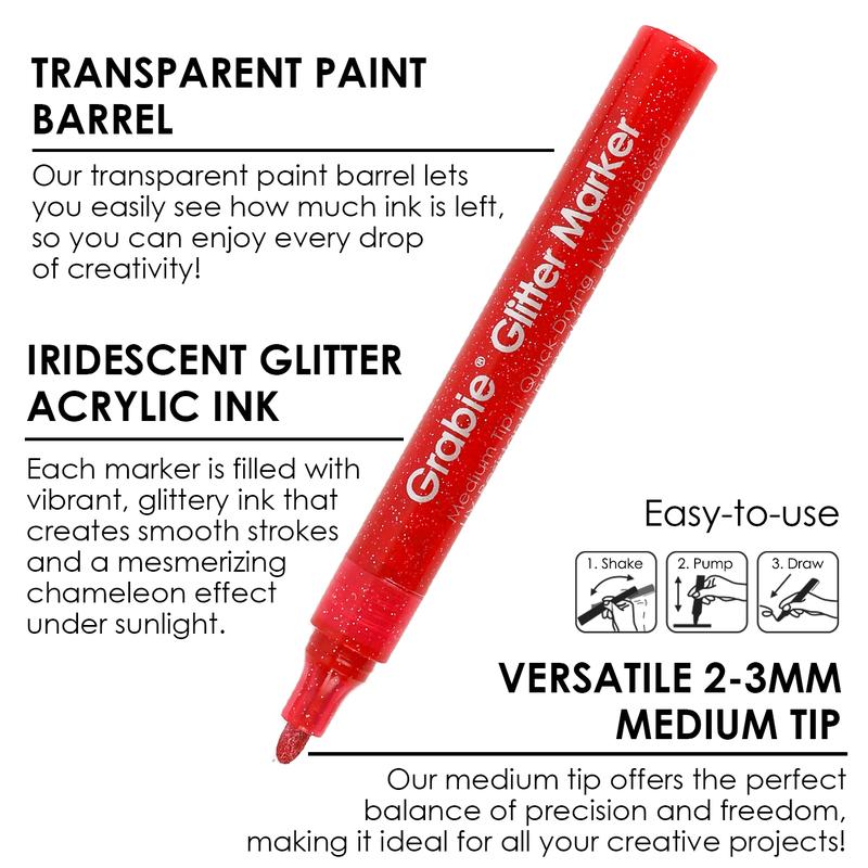 [Flash Sale] Grabie Iridescent Glitter Acrylic Paint Marker Set Of 24 acrylic pen, Art Drawing, HolidayHaul