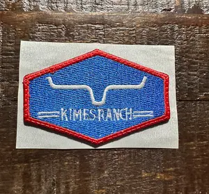 Red and Blue Longhorn Ranch Embroidered Hat Patch