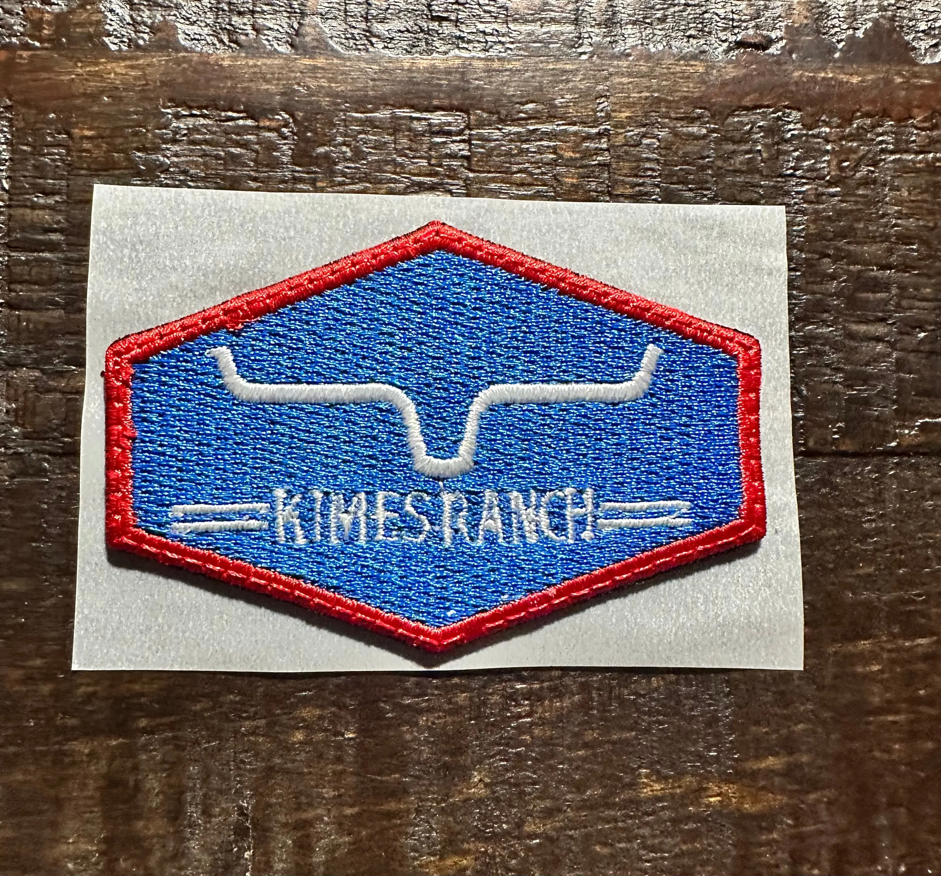 Red and Blue Longhorn Ranch Embroidered Hat Patch