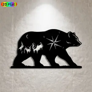 1pc Bear Metal Wall Art,Bear Statue Mural, Ideal Gift for New Year, Christmas, Nature & Wildlife Enthusiasts, Weather-Resistant Metal Wall Decor Wall Sculptures, Perfect for Garden Wall & Outdoor Fence, Unique Home Decor Accent