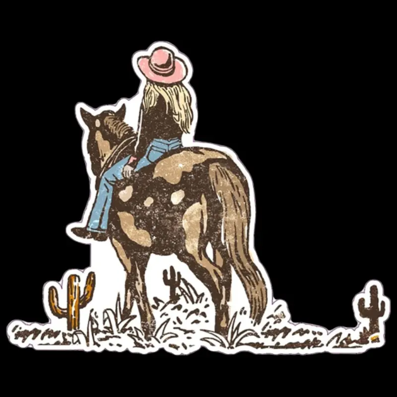 Vinyl Cowboy and Horse Stickers - Desert Themed, Suitable for Decorating Laptops, Cars, Windows, Walls, and Trucks