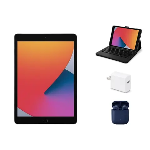 Refurbished Apple iPad 10.2" (7th Gen) 4G Unlocked 32GB Space Gray Excellent Condition + ZAGG Rugged Pro Connect Keyboard Case + InPod Headphones + Charger