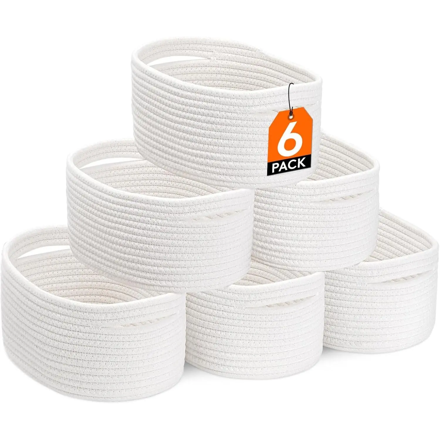Lifewit 6 Pack Woven Baskets - Cotton Rope Baskets for Storage, White, Ideal for Organizing, Round Storage Box Caddy for Closet Lifewit 6 Pack Woven Baskets - Cotton Rope Baskets for Storage, White, Ideal for Organizing, Round Storage Box Caddy for Closet