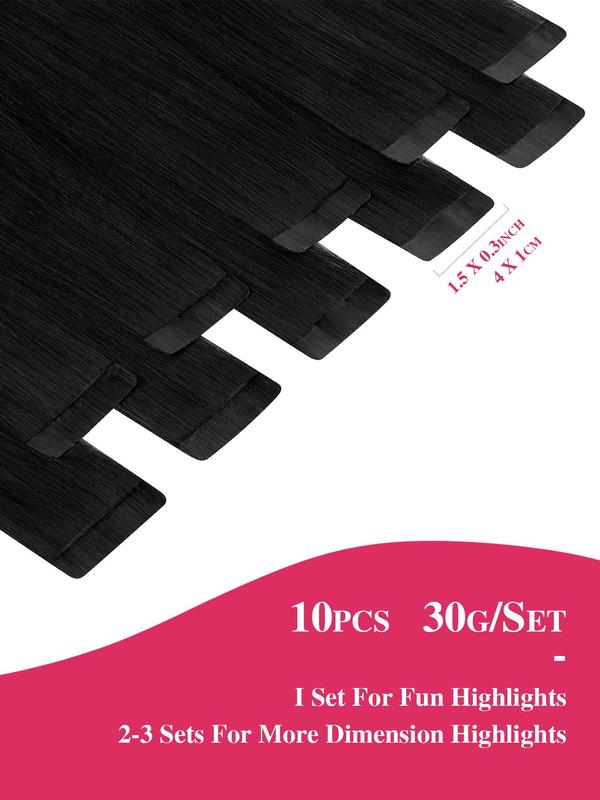 20 Inch Long Straight Glue Hair Extension, Invisible Seamless Straight Hair Extensions, Fusion Hair Extensions, Fashionable Natural Fluffy Synthetic Hairpiece for Women & Girls, Glossy Hair Bundles, Synthetic Soft Hairpieces