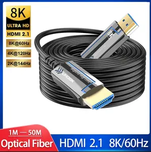 8K HDMI 2.1 Fine Fiber Optic Cable 8K60Hz 4K120Hz HDMI Cable Dynamic 48Gbps HDR/eARC/HDCP for HD TV PS5 Blu-ray Speed Computer Plug