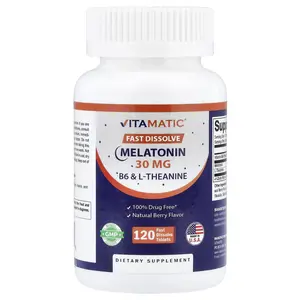 Vitamatic Melatonin, B6 & L-Theanine, Natural Berry, 120 Fast Dissolve Tablets