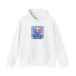 Women's smiley face graphic with positive vibe Graphic Hoodie - Long Sleeve Pullover Regular Fit | Soft & Breathable Fabric, Durable Print, Everyday Comfort, Machine Washable, retro holographic casual wear with a fun, energetic, and nostalgic aesthetic