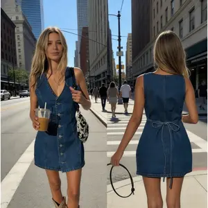 Women's Spring Summer 2026 Button-Down Denim Dress Vintage Fashion Dress