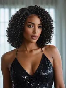 Topshe African Spring Curl Short Hair Wig, Synthetic Hair Wigs, Glueless Wig, Curly Afro Wig, Lace Part Wig, 10 Inches, Natural Look, No Glue, Easy Wear, Party Wedding Daily Use, Tiktok Trendy