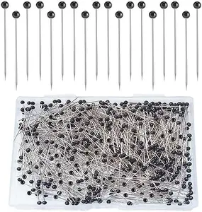 Sewing Pins, 500 Pcs Straight Pins Ball Glass Head Pin with 1.5 Inch, Quilting Pins for Fabric, Black Pin for Jewelry DIY, Craft and Sewing Supplies