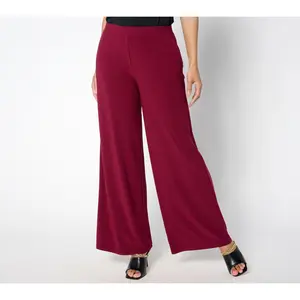 Susan Graver Pet Every Day Textured Liquid Knit Wide-Leg Pants