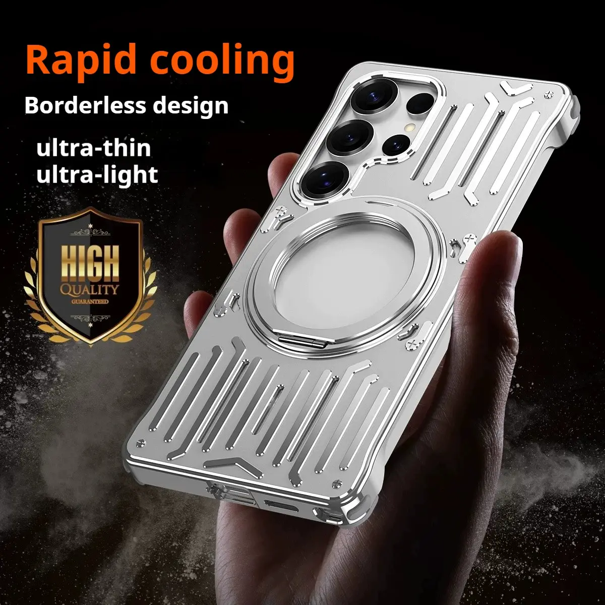 For Samsung Galaxy S25 S24 S26 Ultra Metal Aluminum Magnetic 360° Stand Case, Fast Heat Dissipation Shockproof Durable Cover, Lightweight Gaming Smartphone Case