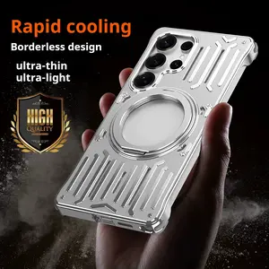 For Samsung Galaxy S25 S24 S26 Ultra Metal Aluminum Magnetic 360° Stand Case, Fast Heat Dissipation Shockproof Cover, Lightweight Gaming Phone Case