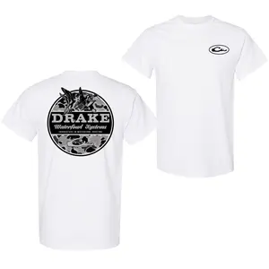 Drake Waterfowl Camo Circle With Flying Ducks Graphic T-shirt, Perfect For Outdoor Trips And Casual Wear, For Men And Women, Menswear Tops