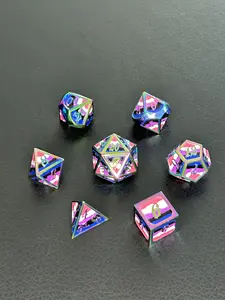 Metal Polyhedral RPG Dice Set - Genderfluid Pride