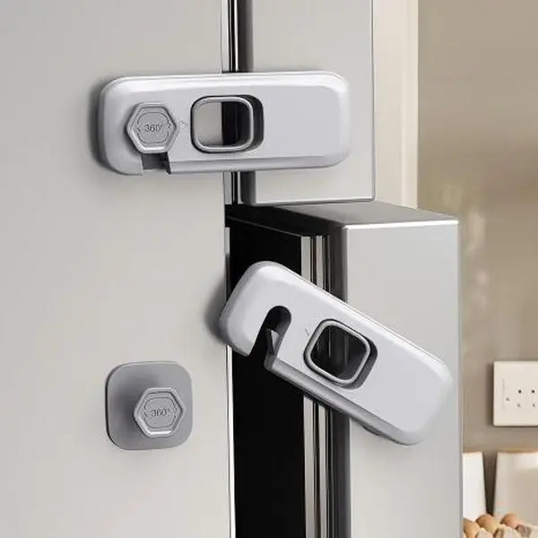 Proof Refrigerator Lock, Baby Proofing Cabinet Locks, Oven Lock Child Safety, Fridge Lock, for Fridge, Drawers, Dishwasher, Oven, Cupboard, Closet, Adhesive, No Tools Need(Grey)