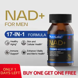 Nutrilake NAD+ Capsules - Formulated for Men - Anti-Aging - Energy Support - Metabolism Boost - 1100mg Per Serving - Resveratrol, Ashwagandha, Maca, Saw Palmetto - 60 Capsules (30-Day Supply)