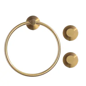 WOWOW Brushed Gold Bath Hardware Set with Towel Ring and Towel/Robe Hooks in Stainless Steel