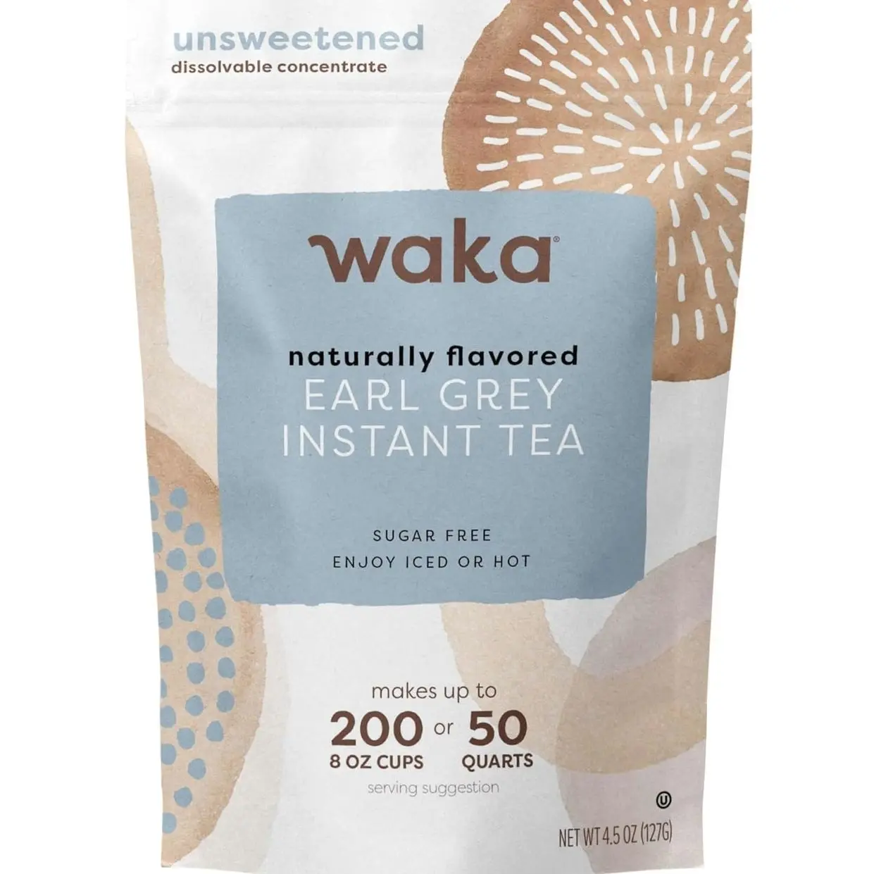 Waka Instant Black Tea Mix, Earl Grey - Black Tea and Pleasant Bergamont Flavor, Unsweetened Powder for 50 Quarts or 200 Cups – Easy and Quick Hot or Iced Teas