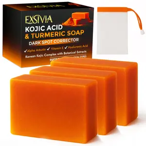 Kojic Acid & Turmeric Dark Spot Corrector Soap Bar With Vitamin C Hyaluronic Acid, Shea Butter & Rosehip Oil, Original Korean Kojic Complex Balancing Cleanser for All Skin Types