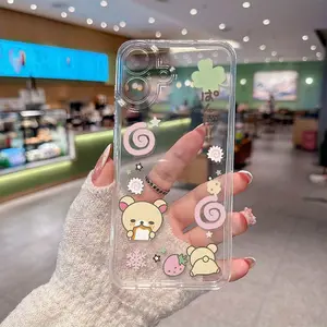 Phone Case - Cartoon Transparent Rilakkuma  Full-Cover TPU Case For iPhone 17 16 15 14 13 12 11   - The Fashionable Design Phone Case Best New Year Gift For Fans!