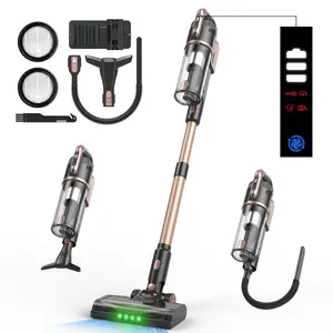 [DealsForYouDays] V15 Cordless Vacuum Cleaner,500W Brushless Motor Powerful Suction Stick Vacuum Cleaners for Home,LED Display Self-Standing Anti-Tangle Rechargeable Handheld Vacuum Cleaning Tools SummerWins for Pet Hair/Carpet/Floor/Car