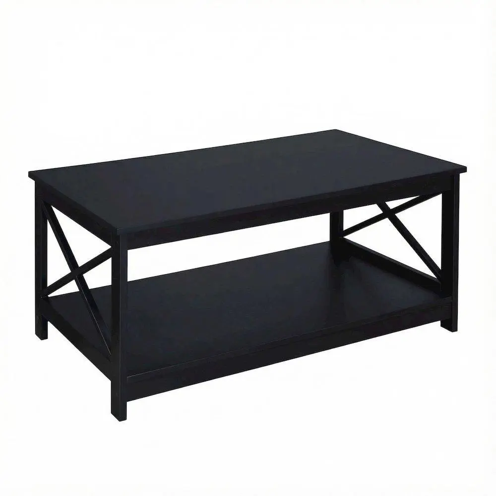 Black MDF Minimalist Coffee Table - Sturdy Frame, Modern Design, Indoor Furniture Piece