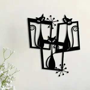 Metal Wall Art Decor, Atomic Cat Mid-Century Style Sign, Home Decoration, Room Decor, Modern Home Decor, Modern Minimalist Design, Outdoor Garden Yard Hanging Gift, Aesthetic Design