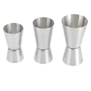 3-Piece Stainless Steel Measuring Cups Set, Professional Cocktail Dual-Headed Measure Cup, Bartender Liquor Drink Measurement Tool