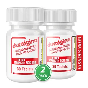 DURALGINA Extra Strenght 500 mg Acetaminophen Tablets - Tablet Pain Relief, Fast-Acting, Gentle on Stomach, Fever Reducer for Headache, Muscle Aches, Safe for Adults & Teens 12+, 30-Count, 2-Pack