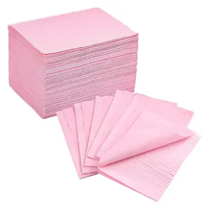 50Pcs Pink Disposable Table Mats for Nail Art 3 Ply Foldable Waterproof Dental Bibs Tattoo Sheets Nail Practice Table Cover for Medical Supplies Manicure Salon Pads